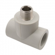 Тройник с переходом на наружную резьбу FV-Plast - 25 x 1/2" (для полипроп.труб, цвет серый)