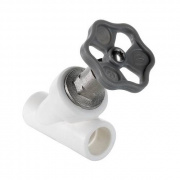 Кран вентильный косой VALTEC VTp.714 - 25 (для полипропиленовых труб под пайку, цвет белый)