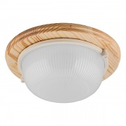 Светильник для бани термостойкий 130° на деревянной основе Клен, IP54 E27 круг НБО 03-60-011