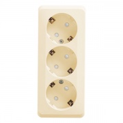 Розетка тройная с/з со шторками Этюд кремовая [уп 9шт]