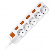 Anam Legrand e-Fren 5 Удлинитель с выключателем+ индивидуальным выкл.,шнур 4.5м, 16A, 250V