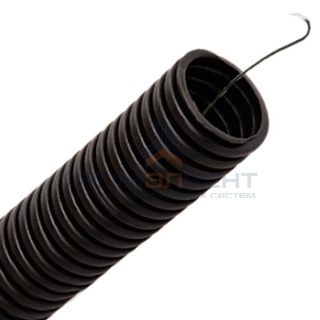 Труба гофрированная ПНД HF d16мм с протяжкой безгалогенная стойкая к ультрафиолету черная [100м]