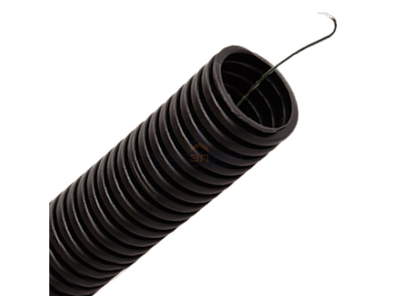 Труба гофрированная ПНД HF d20мм с протяжкой безгалогенная стойкая к ультрафиолету черная [100м]